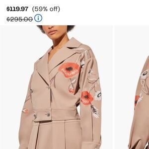 Ming Wang Tan and Red Floral Blazer